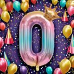 Balon din Folie Metalizata, Embo, Figurina Cifra Gradient, Tema Aniversare 80 cm, Ambalaj Individual, Pai inclus, Umflare cu Aer sau Heliu, Coronita, Cifra 0 - imagine 3