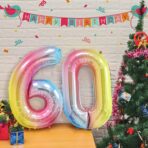 Balon din Folie Metalizata Gradient Embo, Figurina Cifra, Tema Aniversare 100 cm, Ambalaj Individual, Pai inclus, Umflare cu Aer sau Heliu, Multicolor, Cifra 0 - imagine 2