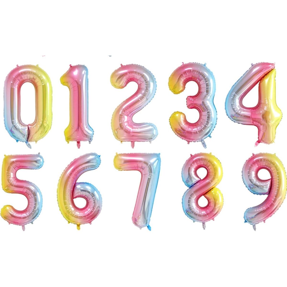 Balon din Folie Metalizata Gradient Embo, Figurina Cifra, Tema Aniversare 100 cm, Ambalaj Individual, Pai inclus, Umflare cu Aer sau Heliu, Multicolor, Cifra 1 - imagine 5