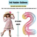 Balon din Folie Metalizata Gradient Embo, Figurina Cifra, Tema Aniversare 100 cm, Ambalaj Individual, Pai inclus, Umflare cu Aer sau Heliu, Multicolor, Cifra 2 - imagine 3
