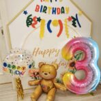 Balon din Folie Metalizata Gradient Embo, Figurina Cifra, Tema Aniversare 100 cm, Ambalaj Individual, Pai inclus, Umflare cu Aer sau Heliu, Multicolor, Cifra 3 - imagine 2