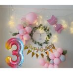 Balon din Folie Metalizata Gradient Embo, Figurina Cifra, Tema Aniversare 100 cm, Ambalaj Individual, Pai inclus, Umflare cu Aer sau Heliu, Multicolor, Cifra 3 - imagine 4