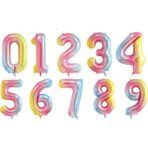 Balon din Folie Metalizata Gradient Embo, Figurina Cifra, Tema Aniversare 100 cm, Ambalaj Individual, Pai inclus, Umflare cu Aer sau Heliu, Multicolor, Cifra 5 - imagine 7