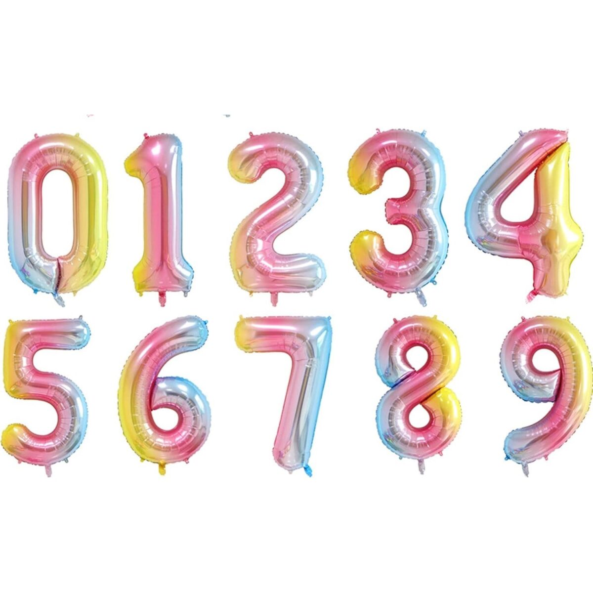 Balon din Folie Metalizata Gradient Embo, Figurina Cifra, Tema Aniversare 100 cm, Ambalaj Individual, Pai inclus, Umflare cu Aer sau Heliu, Multicolor, Cifra 9 - imagine 6