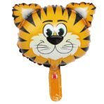 Balon din Folie Metalizata, Embo, Mini Figurine Animalute, Model Tigru, Tematica Aniversare, 38x31 cm, Ambalaj Individual, Pai Inclus, Umflare cu Aer sau Heliu, Multicolor - imagine 4