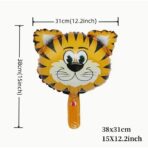 Balon din Folie Metalizata, Embo, Mini Figurine Animalute, Model Tigru, Tematica Aniversare, 38x31 cm, Ambalaj Individual, Pai Inclus, Umflare cu Aer sau Heliu, Multicolor - imagine 9