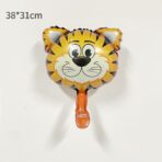 Balon din Folie Metalizata, Embo, Mini Figurine Animalute, Model Tigru, Tematica Aniversare, 38x31 cm, Ambalaj Individual, Pai Inclus, Umflare cu Aer sau Heliu, Multicolor - imagine 3