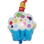 Balon din Folie Metalizata, Embo, Figurine Dulciuri, Model 1, Tematica Prajitura Aniversara, 68x44 cm, Ambalaj Individual, Pai Inclus, Umflare cu Aer sau Heliu, Multicolor