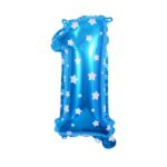 Balon din Folie Metalizata Embo, Figurina Cifra, Imprimeu Stele, Tema Aniversare 80 cm, Ambalaj Individual, Pai inclus, Umflare cu Aer sau Heliu, Albastru, Cifra 1