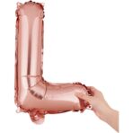 Balon Folie Metalizata Litera L, Embo, 40 cm, Umflati cu Heliu sau Aer, Ambalaj Individual, Pai inclus, Rose Gold - imagine 7