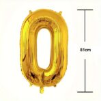 Balon din Folie Embo, Cifra 0, 81 cm, Pentru Aer sau Heliu, Bulk, Auriu - imagine 3