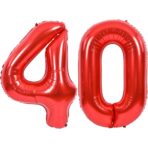 Balon din Folie Metalizata Embo, Figurina Cifra, Tema Aniversare 40 cm, Ambalaj Individual, Pai inclus, Umflare cu Aer sau Heliu, Rosu, Cifra 0 - imagine 8