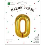 Balon din Folie Metalizata Embo, Figurina Cifra, Tema Aniversare 40 cm, Ambalaj Individual, Pai inclus, Umflare cu Aer sau Heliu, Auriu, Cifra 0 - imagine 2