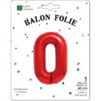 Balon din Folie Metalizata Embo, Figurina Cifra, Tema Aniversare 40 cm, Ambalaj Individual, Pai inclus, Umflare cu Aer sau Heliu, Rosu, Cifra 0 - imagine 2