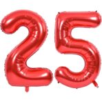 Balon din Folie Metalizata Embo, Figurina Cifra, Tema Aniversare 40 cm, Ambalaj Individual, Pai inclus, Umflare cu Aer sau Heliu, Rosu, Cifra 2 - imagine 6