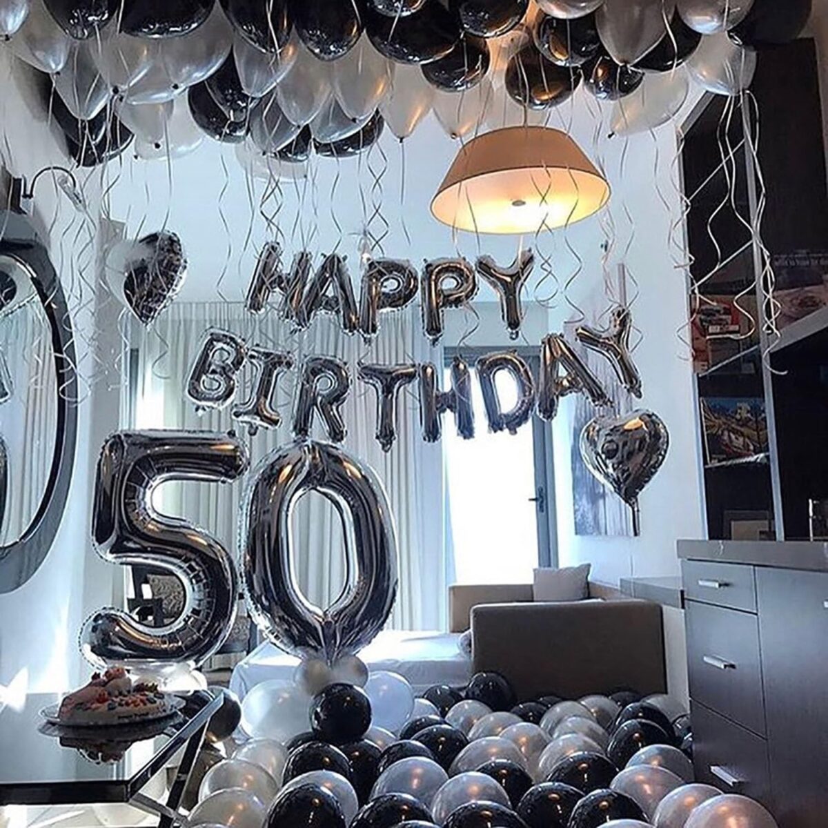 Balon din Folie Metalizata, Embo, Figurina Cifra, Tema Aniversare 80 cm, Ambalaj Individual, Pai inclus, Umflare cu Aer sau Heliu, Argintiu, Cifra 5 - imagine 10