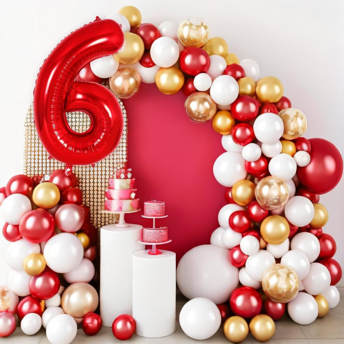 Balon din Folie Metalizata Embo, Figurina Cifra, Tema Aniversare 40 cm, Ambalaj Individual, Pai inclus, Umflare cu Aer sau Heliu, Rosu, Cifra 6 - imagine 9