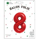 Balon din Folie Metalizata Embo, Figurina Cifra, Tema Aniversare 40 cm, Ambalaj Individual, Pai inclus, Umflare cu Aer sau Heliu, Rosu, Cifra 8 - imagine 2