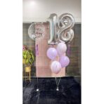Balon din Folie Metalizata, Embo, Figurina Cifra, Tema Aniversare 80 cm, Ambalaj Individual, Pai inclus, Umflare cu Aer sau Heliu, Argintiu, Cifra 8 - imagine 4