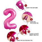 Balon din Folie Metalizata Embo, Figurina Cifra, Tema Aniversare 40 cm, Ambalaj Individual, Pai inclus, Umflare cu Aer sau Heliu, Roz, Cifra 2 - imagine 5