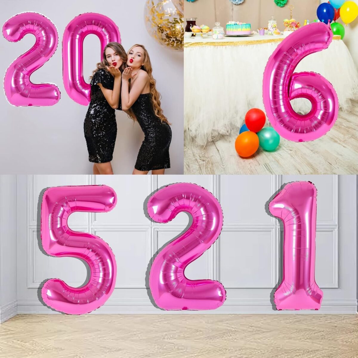 Balon din Folie Metalizata Embo, Figurina Cifra, Tema Aniversare 40 cm, Ambalaj Individual, Pai inclus, Umflare cu Aer sau Heliu, Roz, Cifra 2 - imagine 8