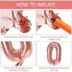 Balon din Folie Metalizata Embo, Figurina Cifra, Tema Aniversare 40 cm, Ambalaj Individual, Pai inclus, Umflare cu Aer sau Heliu, Roz Gold, Cifra 6 - imagine 5
