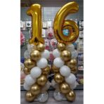 Balon din Folie Metalizata Embo, Figurina Cifra, Tema Aniversare 40 cm, Ambalaj Individual, Pai inclus, Umflare cu Aer sau Heliu, Auriu, Cifra 6 - imagine 5