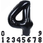 Balon din Folie Metalizata, Embo, Figurina Cifra, Tema Aniversare 80 cm, Ambalaj Individual, Pai inclus, Umflare cu Aer sau Heliu, Negru, Cifra 4 - imagine 9