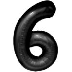Balon din Folie Metalizata, Embo, Figurina Cifra, Tema Aniversare 80 cm, Ambalaj Individual, Pai inclus, Umflare cu Aer sau Heliu, Negru, Cifra 6