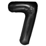 Balon din Folie Metalizata, Embo, Figurina Cifra, Tema Aniversare 80 cm, Ambalaj Individual, Pai inclus, Umflare cu Aer sau Heliu, Negru, Cifra 7