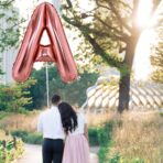 Balon Folie Metalizata Litera A, Embo, 100 cm, Umflati cu Heliu sau Aer, Ambalaj Individual, Pai inclus, Rose Gold - imagine 3