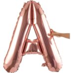 Balon Folie Metalizata Litera A, Embo, 100 cm, Umflati cu Heliu sau Aer, Ambalaj Individual, Pai inclus, Rose Gold - imagine 8