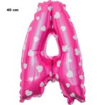 Balon Folie Metalizata Litera A, Embo, 40 cm, Cu Imprimeu Inimioare, Umflati cu Heliu sau Aer, Ambalaj Individual, Pai inclus, Roz - imagine 2