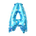 Balon Folie Metalizata Litera A, Embo, 40 cm, Cu Imprimeu Stelute, Umflati cu Heliu sau Aer, Ambalaj Individual, Pai inclus, Albastru - imagine 2