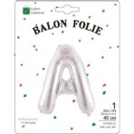 Balon Folie Metalizata Litera A, Embo, 40 cm, Umflati cu Heliu sau Aer, Ambalaj Individual, Pai inclus, Argintiu - imagine 2