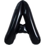 Balon Folie Metalizata Litera A, Embo, 40 cm, Umflati cu Heliu sau Aer, Ambalaj Individual, Pai inclus, Negru