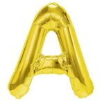 Balon Folie Metalizata Litera A, Embo, 80 cm, Umflati cu Heliu sau Aer, Ambalaj Individual, Pai inclus, Auriu