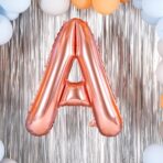 Balon Folie Metalizata Litera A, Embo, 80 cm, Umflati cu Heliu sau Aer, Ambalaj Individual, Pai inclus, Rose Gold - imagine 7