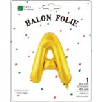 Balon Folie Metalizata Litera A, Embo, 40 cm, Umflati cu Heliu sau Aer, Ambalaj Individual, Pai inclus, Auriu - imagine 2