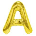 Balon Folie Metalizata Litera A, Embo, 40 cm, Umflati cu Heliu sau Aer, Ambalaj Individual, Pai inclus, Auriu