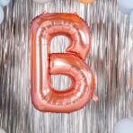 Balon Folie Metalizata Litera B, Embo, 100 cm, Umflati cu Heliu sau Aer, Ambalaj Individual, Pai inclus, Rose Gold - imagine 4