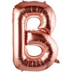 Balon Folie Metalizata Litera B, Embo, 100 cm, Umflati cu Heliu sau Aer, Ambalaj Individual, Pai inclus, Rose Gold