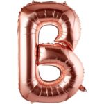 Balon Folie Metalizata Litera B, Embo, 100 cm, Umflati cu Heliu sau Aer, Ambalaj Individual, Pai inclus, Rose Gold