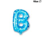 Balon Folie Metalizata Litera B, Embo, 40 cm, Cu Imprimeu Stelute, Umflati cu Heliu sau Aer, Ambalaj Individual, Pai inclus, Albastru - imagine 5