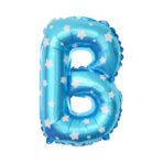 Balon Folie Metalizata Litera B, Embo, 40 cm, Cu Imprimeu Stelute, Umflati cu Heliu sau Aer, Ambalaj Individual, Pai inclus, Albastru