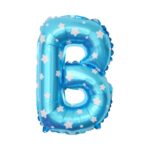 Balon Folie Metalizata Litera B, Embo, 40 cm, Cu Imprimeu Stelute, Umflati cu Heliu sau Aer, Ambalaj Individual, Pai inclus, Albastru