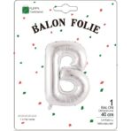 Balon Folie Metalizata Litera B, Embo, 40 cm, Umflati cu Heliu sau Aer, Ambalaj Individual, Pai inclus, Argintiu - imagine 2