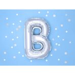 Balon Folie Metalizata Litera B, Embo, 40 cm, Umflati cu Heliu sau Aer, Ambalaj Individual, Pai inclus, Argintiu - imagine 6