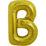 Balon Folie Metalizata Litera B, Embo, 80 cm, Umflati cu Heliu sau Aer, Ambalaj Individual, Pai inclus, Auriu