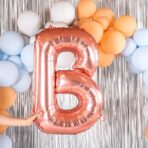 Balon Folie Metalizata Litera B, Embo, 80 cm, Umflati cu Heliu sau Aer, Ambalaj Individual, Pai inclus, Rose Gold - imagine 2